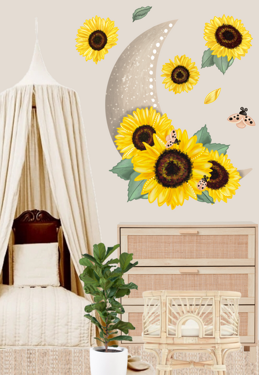 Vibe Sunflower Moon Wall Decals - Mae She Reign - Creative Studio