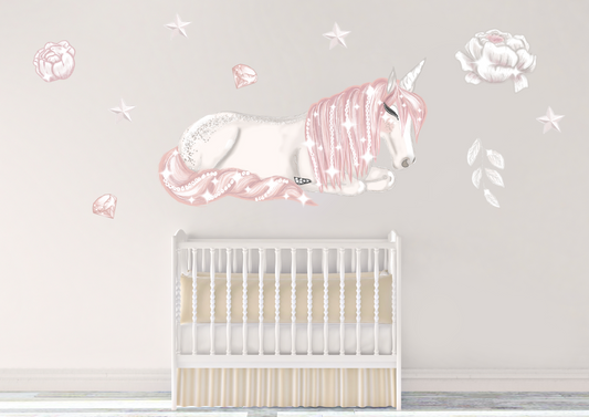 Celeste the Unicorn Lying Down Wall Decals - Mae She Reign - Creative Studio
