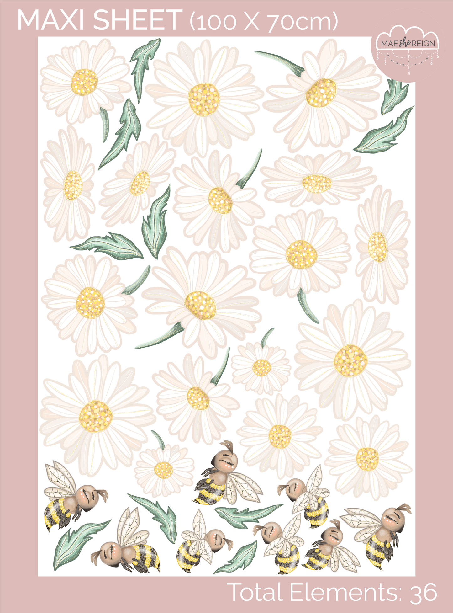 Honey Meadows Daisies & Bee's Wall Decals - Mae She Reign - Creative Studio