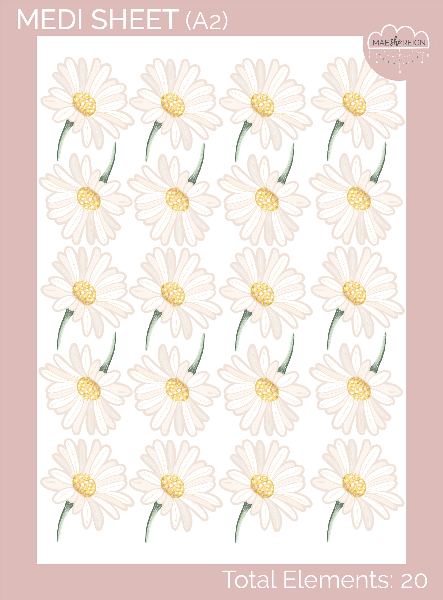 Honey Meadows Repeated Daisy Wall Decals - Mae She Reign - Creative Studio