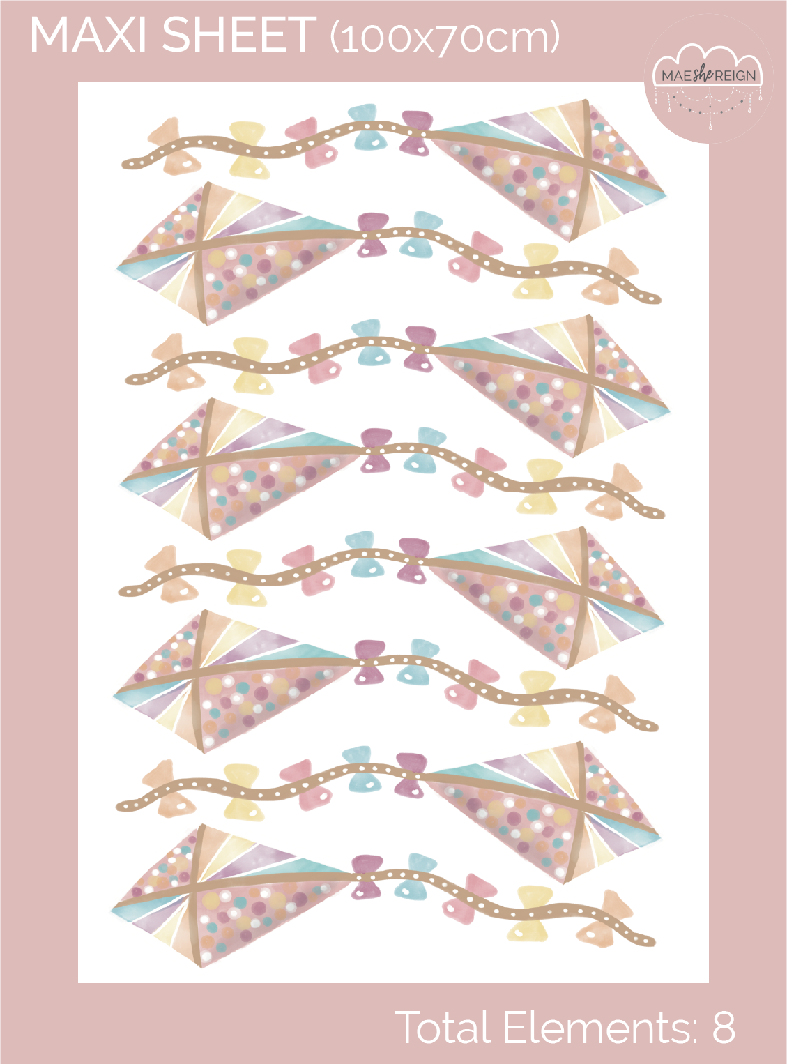 Confetti Rainbow Flying Kites Wall Decals - Mae She Reign - Creative Studio