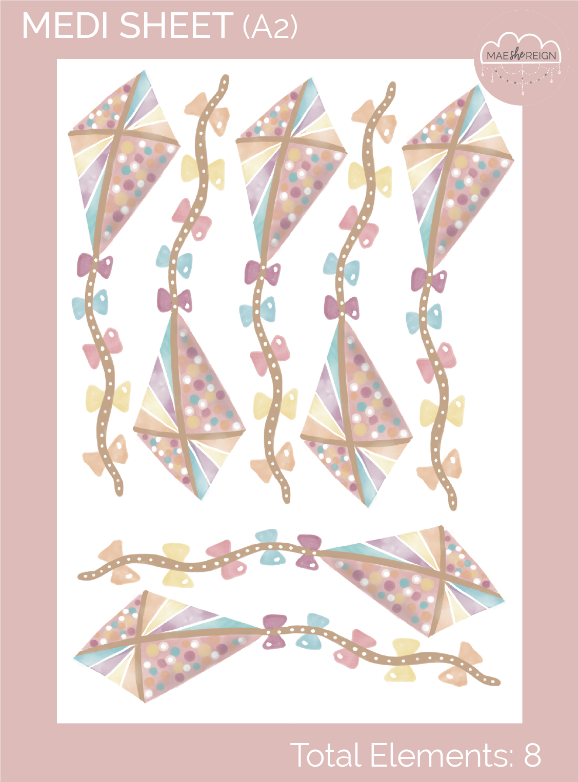 Confetti Rainbow Flying Kites Wall Decals - Mae She Reign - Creative Studio