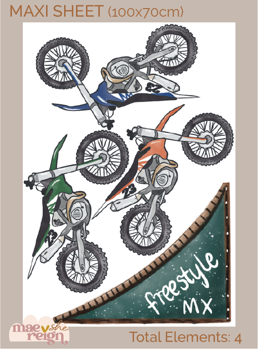 Mega Freestyle Moto-x Dirt Bikes Wall Decals - Mae She Reign - Creative Studio