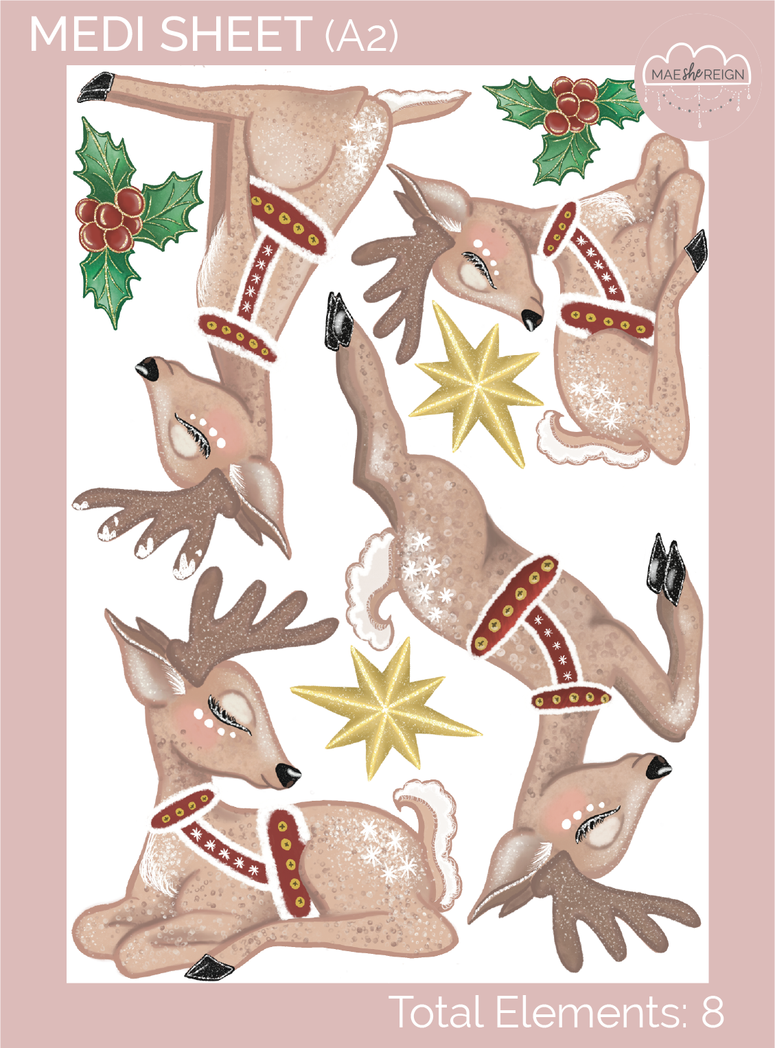 Christmas Reindeers Wall Decal - Mae She Reign - Creative Studio