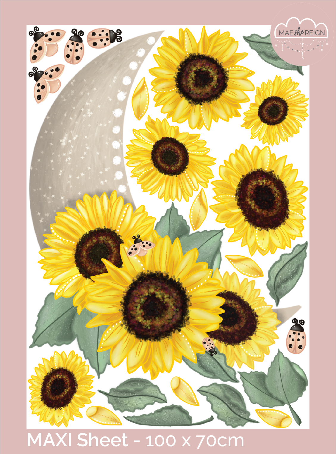 Vibe Sunflower Moon Wall Decals - Mae She Reign - Creative Studio