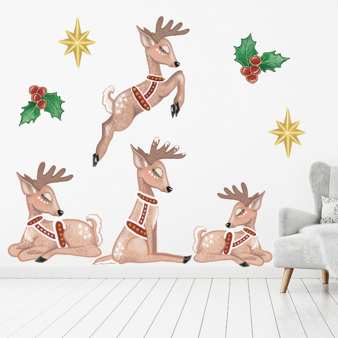 Christmas Reindeers Wall Decal - Mae She Reign - Creative Studio