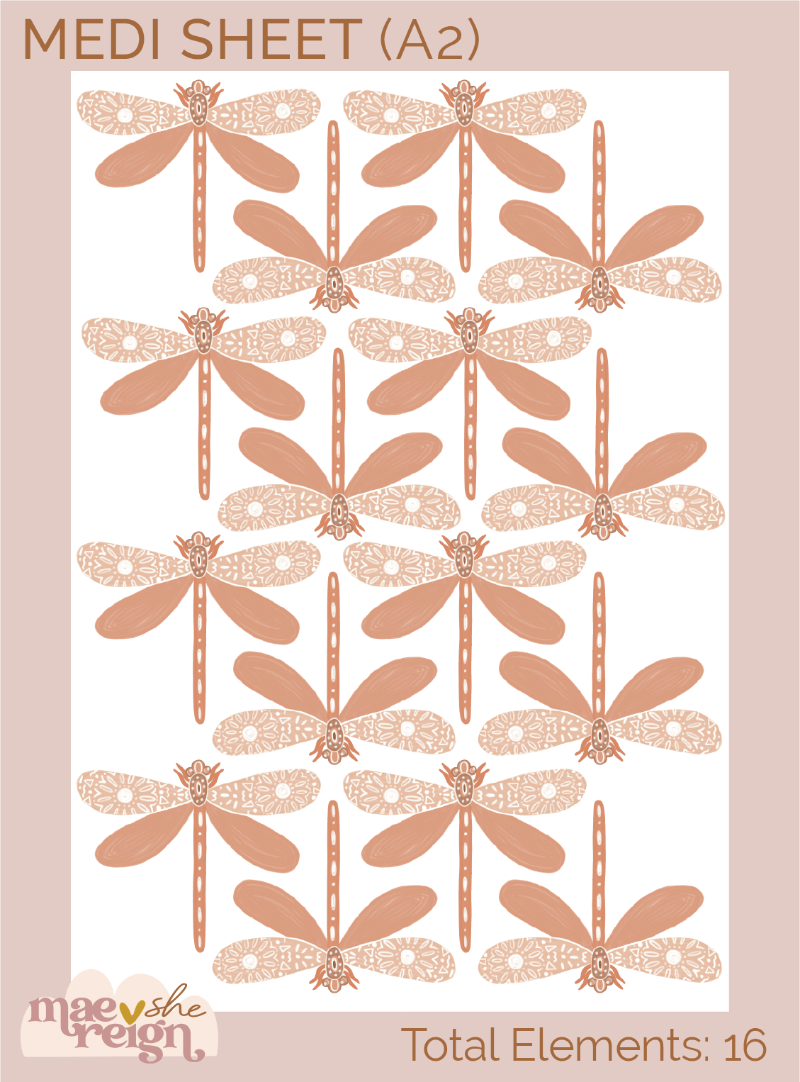 Terracotta Dragonflies Wall Decals - Mae She Reign - Creative Studio