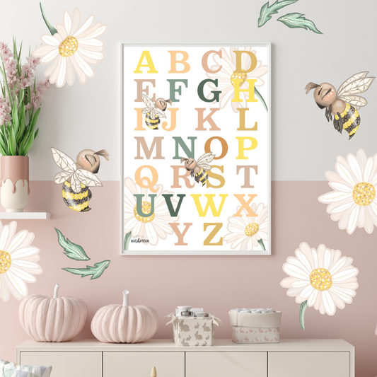 Honey Meadows Alphabet Poster - Mae She Reign - Creative Studio