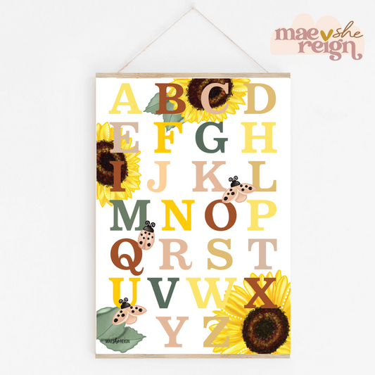 Vibe Sunflowers Alphabet Poster - Mae She Reign - Creative Studio