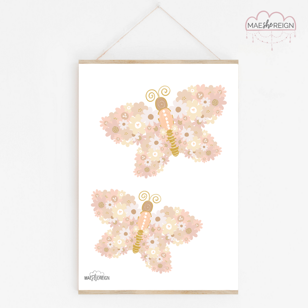 Blush Wildflower Dual Butterflies - Mae She Reign - Creative Studio