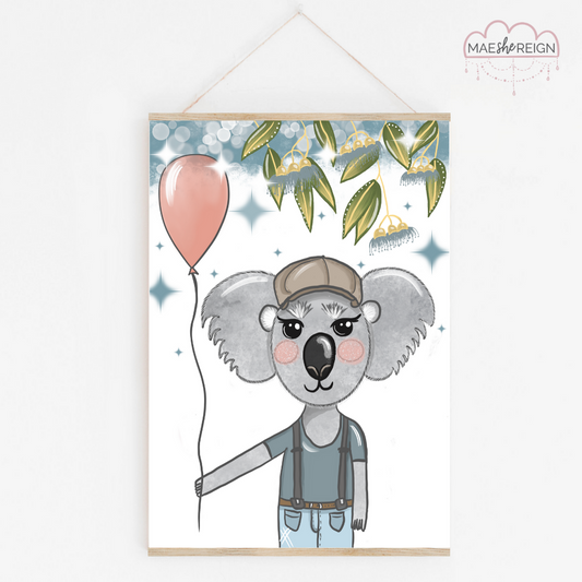 Kenny the Koala with Gumleaf Background - Mae She Reign - Creative Studio