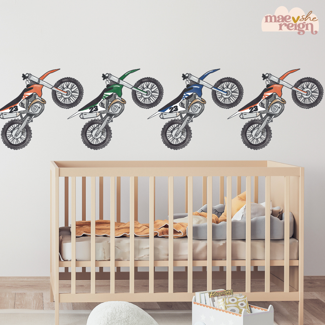 Repeated Moto-x Dirt Bikes Wall Decals - Mae She Reign - Creative Studio