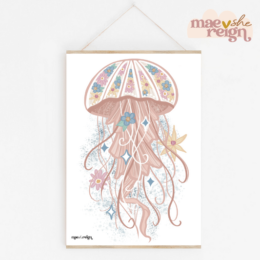Jinx the Floral Pink Jellyfish - Mae She Reign - Creative Studio