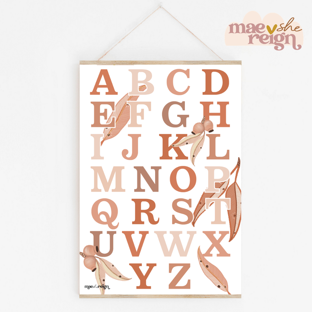 Terracotta Australiana Alphabet Poster - Mae She Reign - Creative Studio