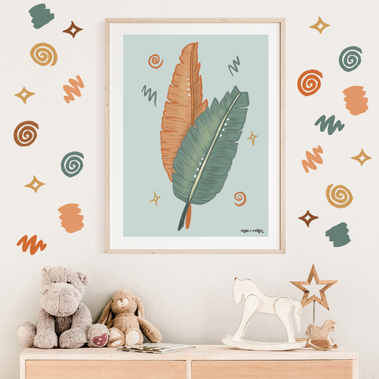 Safari Palm Leaves Artwork Print
