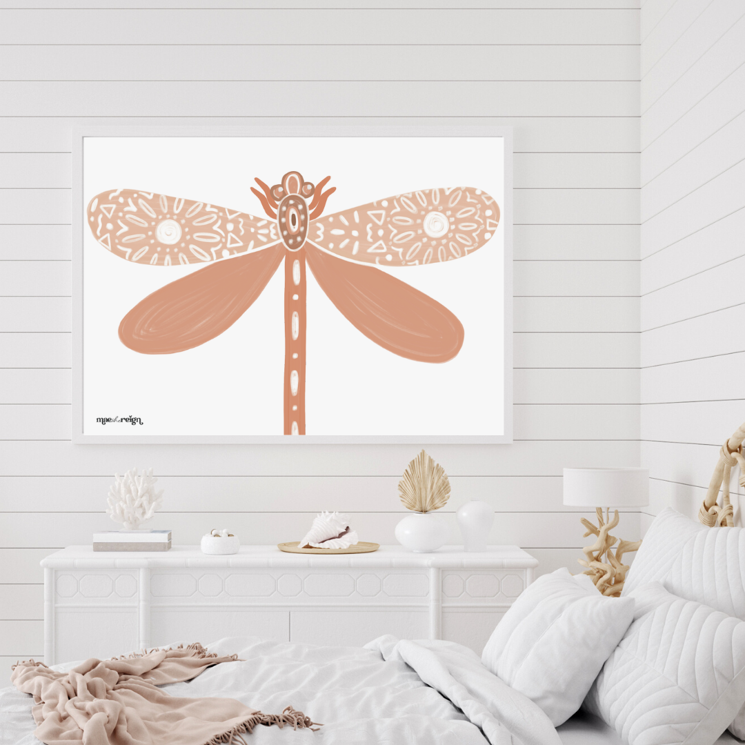 Terracotta Dragonfly Landscape Artwork - Mae She Reign - Creative Studio