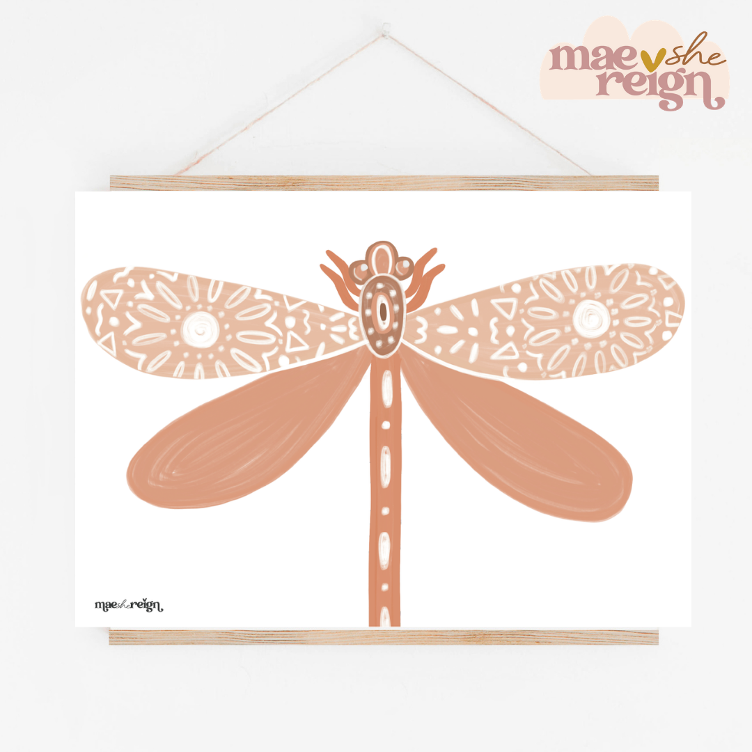 Terracotta Dragonfly Landscape Artwork - Mae She Reign - Creative Studio