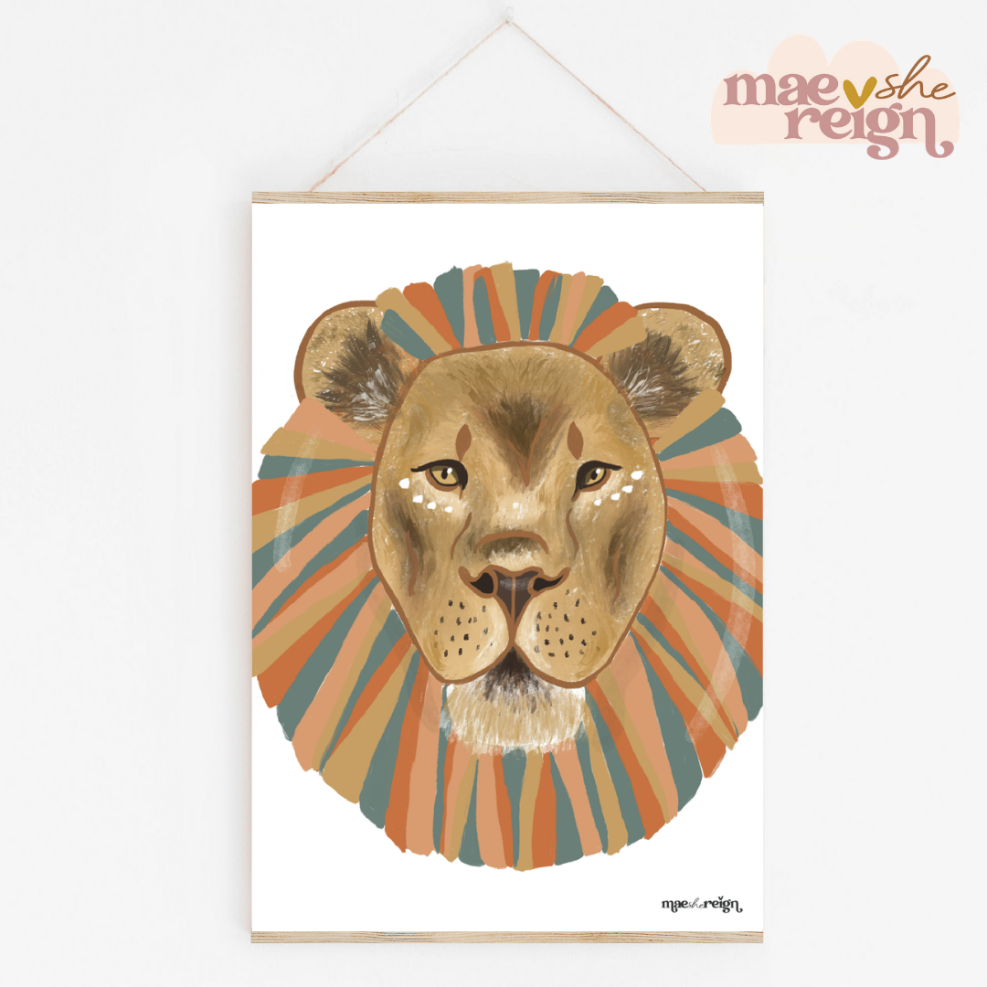 Safari Lion Artwork Print - Mae She Reign - Creative Studio