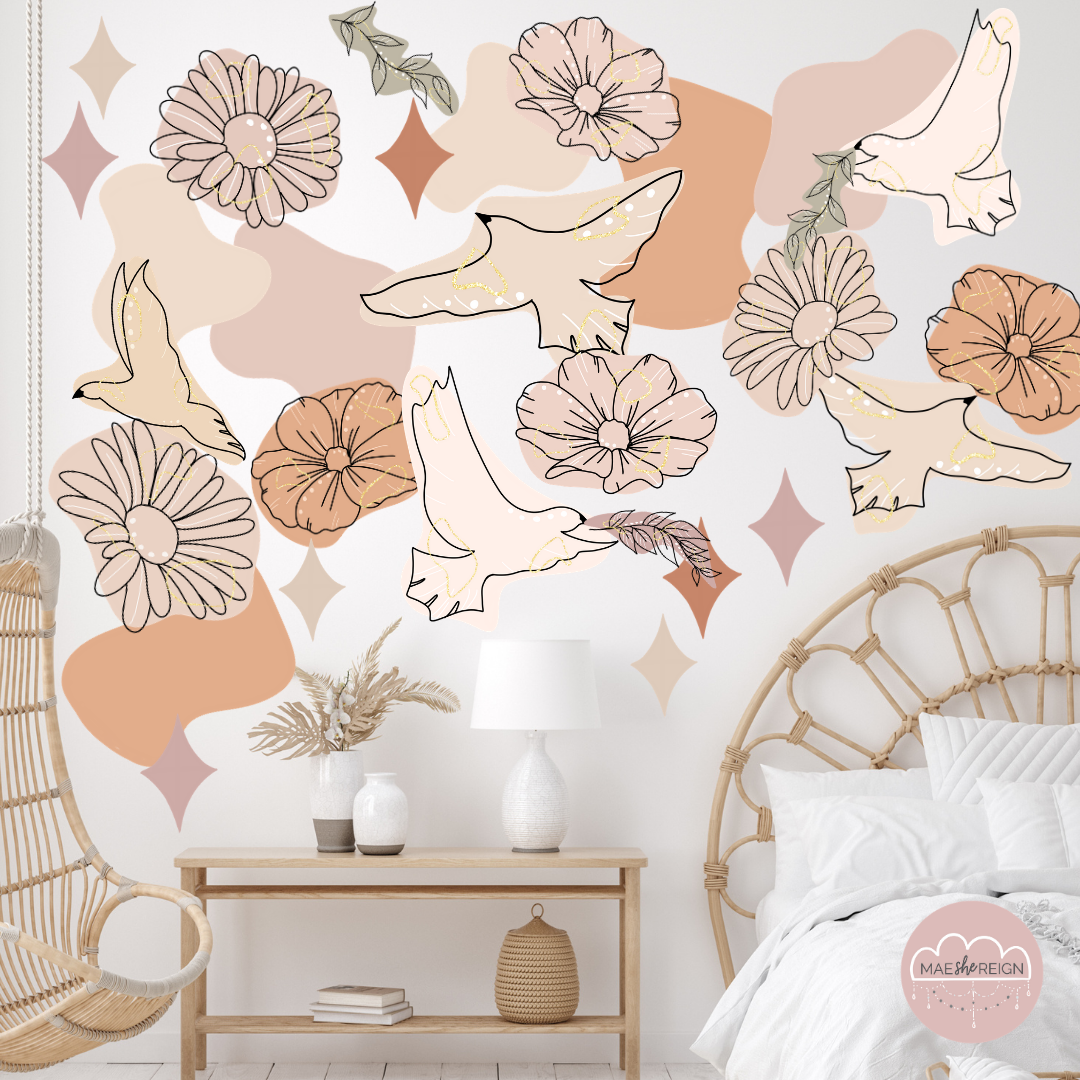 Blooming Wings [Clay Colour] Wall Decals - Mae She Reign - Creative Studio