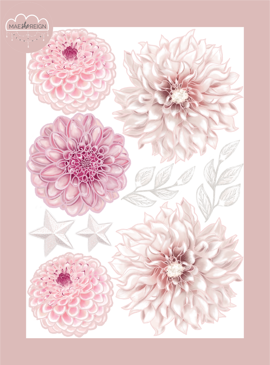 Dahlia Flowers Accessory Pack Wall Decals - Mae She Reign - Creative Studio