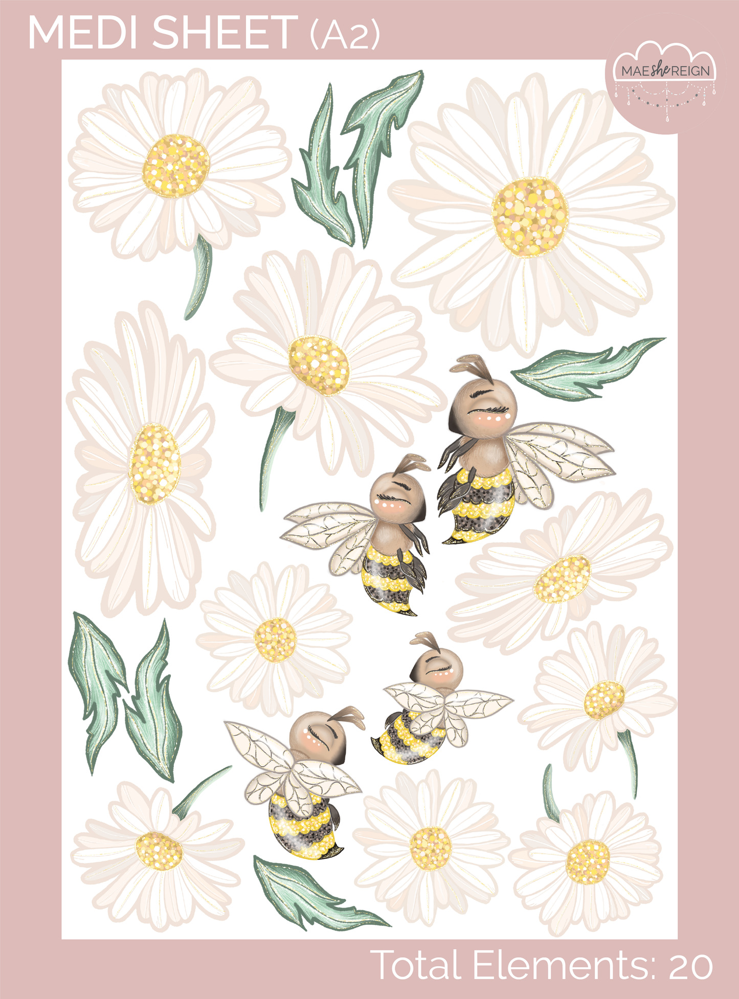 Honey Meadows Daisies & Bee's Wall Decals - Mae She Reign - Creative Studio