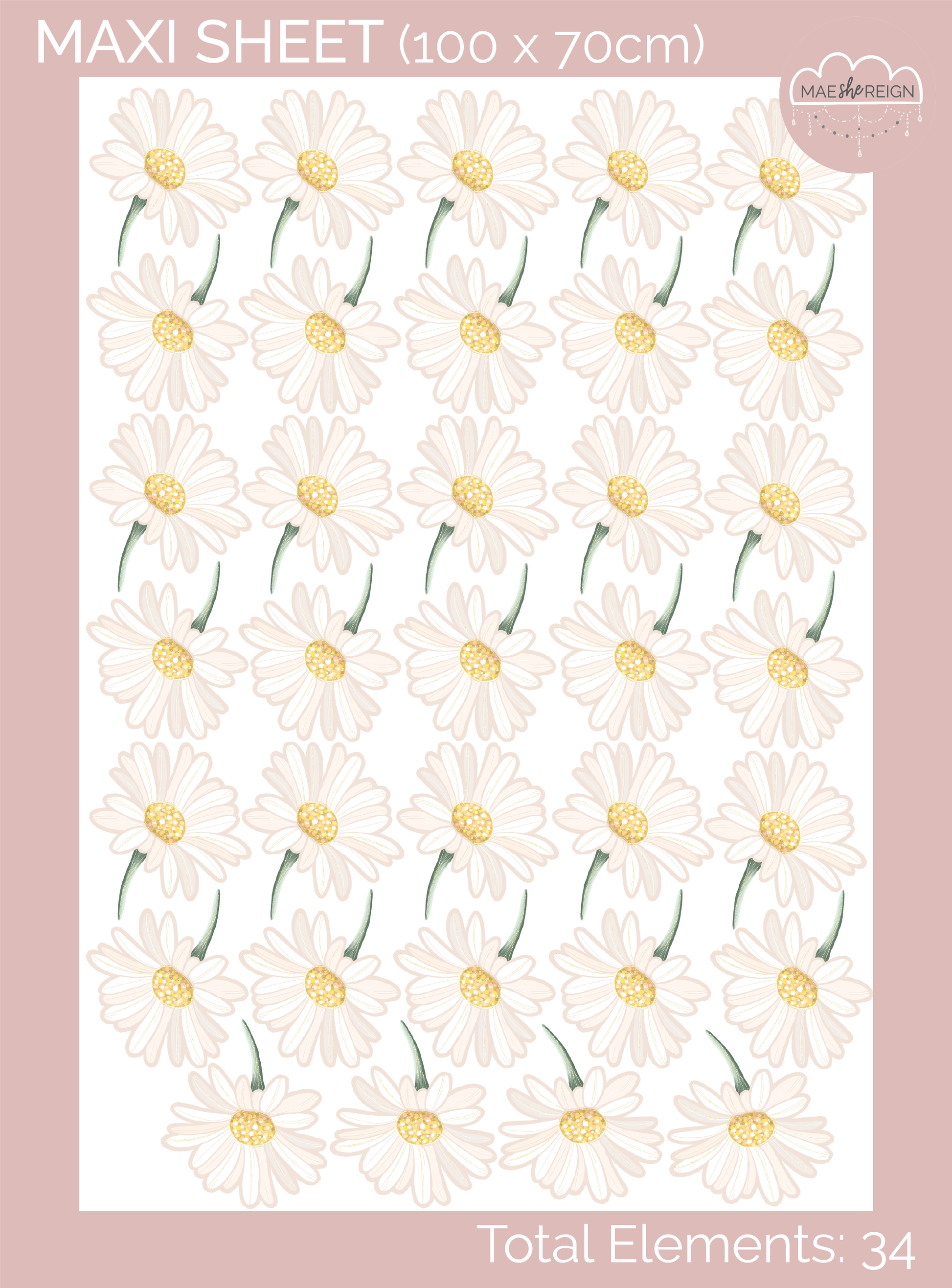 Honey Meadows Repeated Daisy Wall Decals - Mae She Reign - Creative Studio