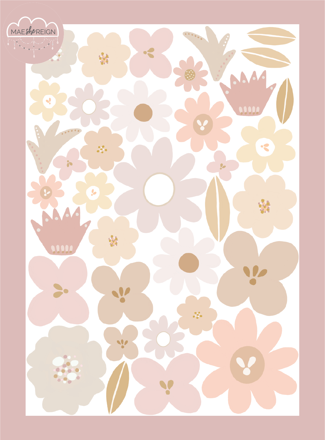 Days With Wildflowers [Blush] Wall Decals - Mae She Reign - Creative Studio