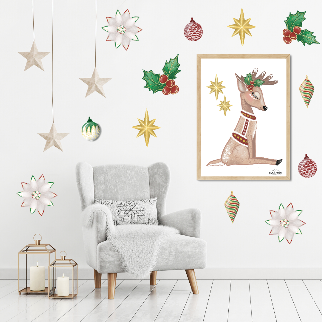 Noel the Christmas Reindeer Sitting Pretty - Mae She Reign - Creative Studio