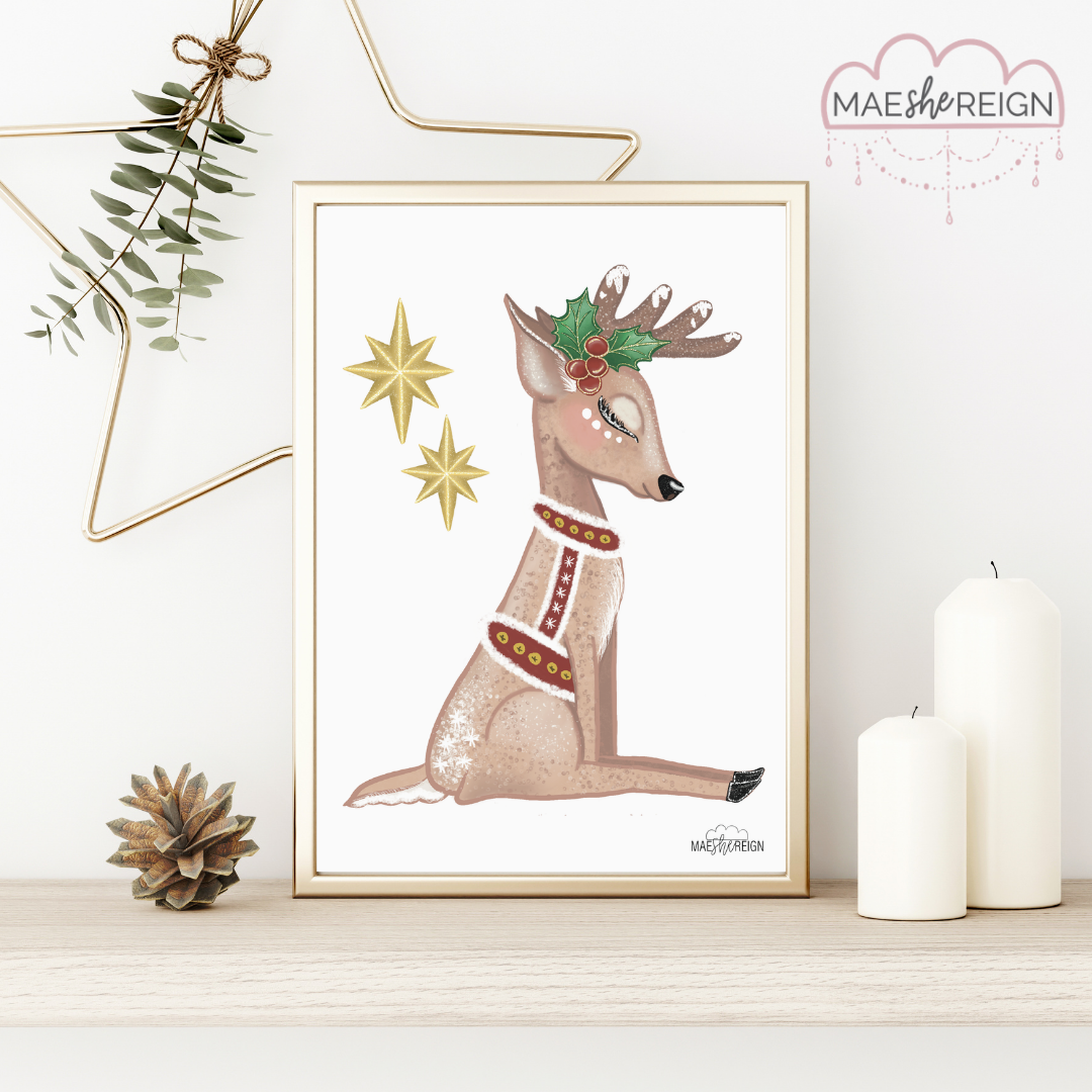 Noel the Christmas Reindeer Sitting Pretty - Mae She Reign - Creative Studio