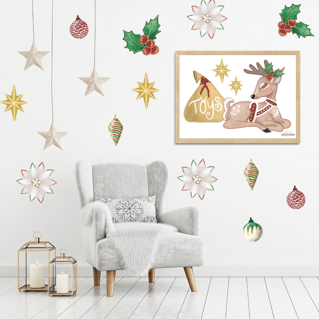 Noel the Christmas Reindeer Lying Down - Mae She Reign - Creative Studio