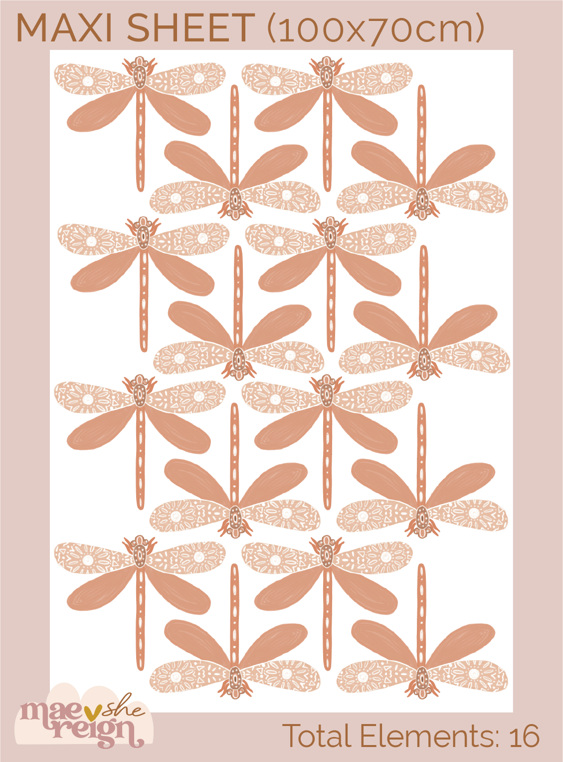 Terracotta Dragonflies Wall Decals - Mae She Reign - Creative Studio