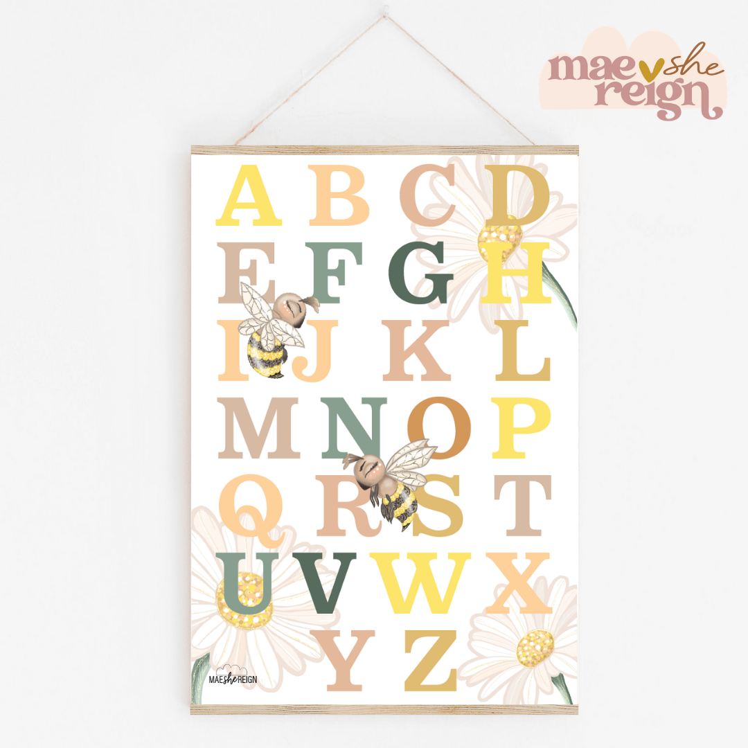 Honey Meadows Alphabet Poster - Mae She Reign - Creative Studio