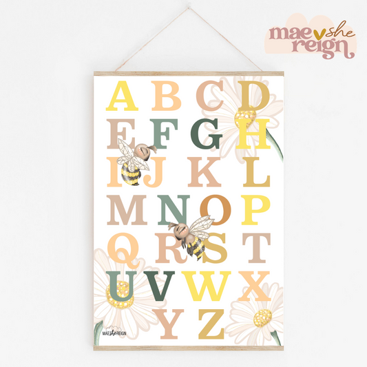 Honey Meadows Alphabet Poster - Mae She Reign - Creative Studio