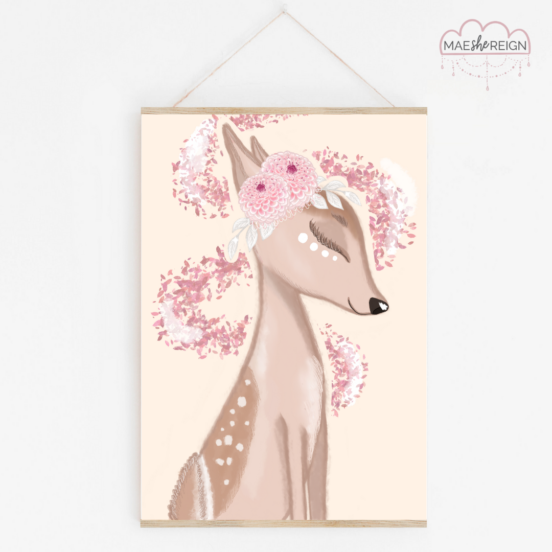 Penny the Fawn with Yellow Background - Mae She Reign - Creative Studio