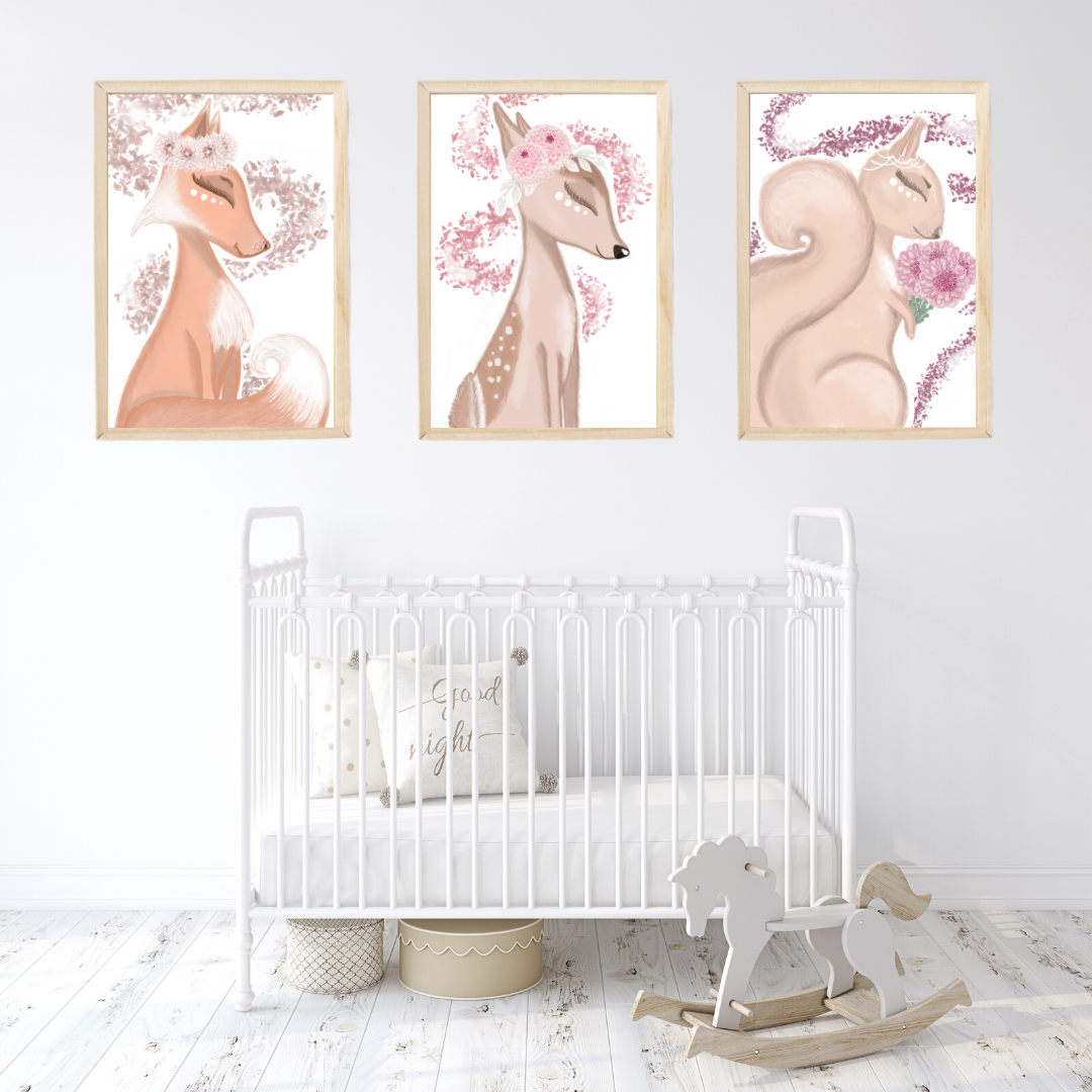 Girl's Woodland Animals Set (Trio) - Mae She Reign - Creative Studio