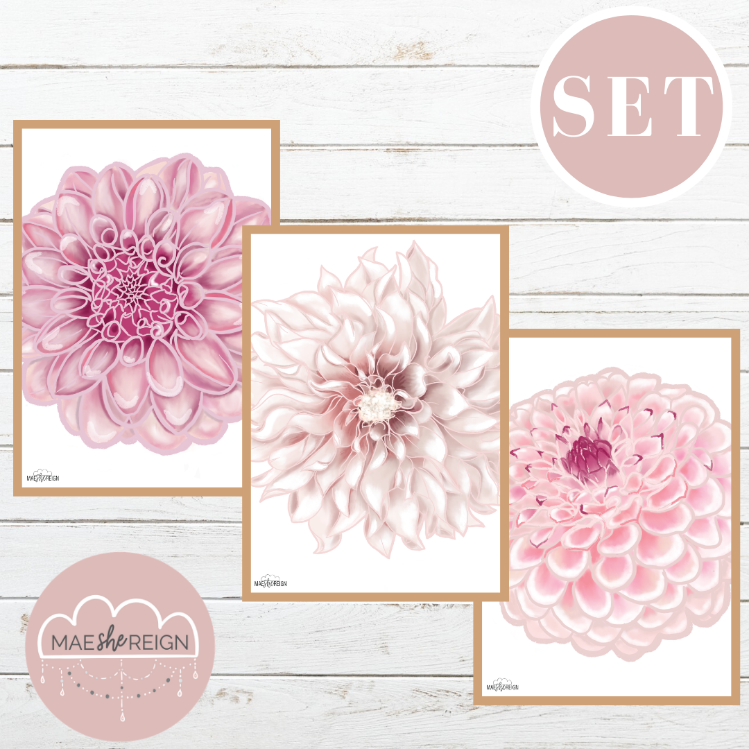 Dahlia Flowers Set (Trio) - Mae She Reign - Creative Studio