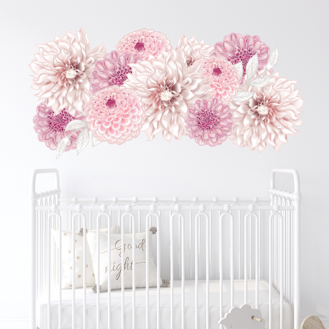 Grande Dahlia Flowers Mural Wall Decal - Mae She Reign - Creative Studio