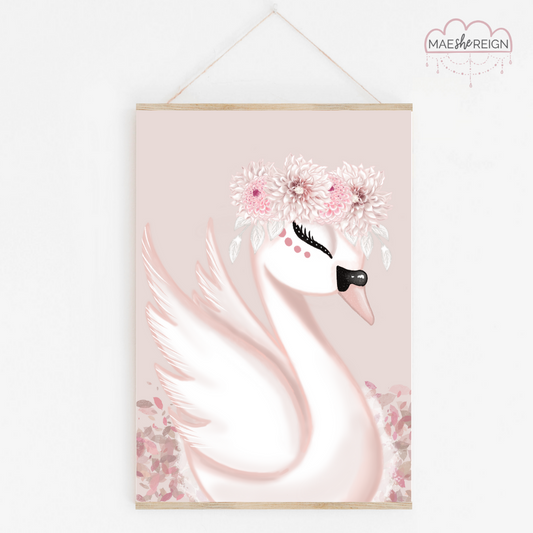 Saphira the Swan with Pink Background - Mae She Reign - Creative Studio