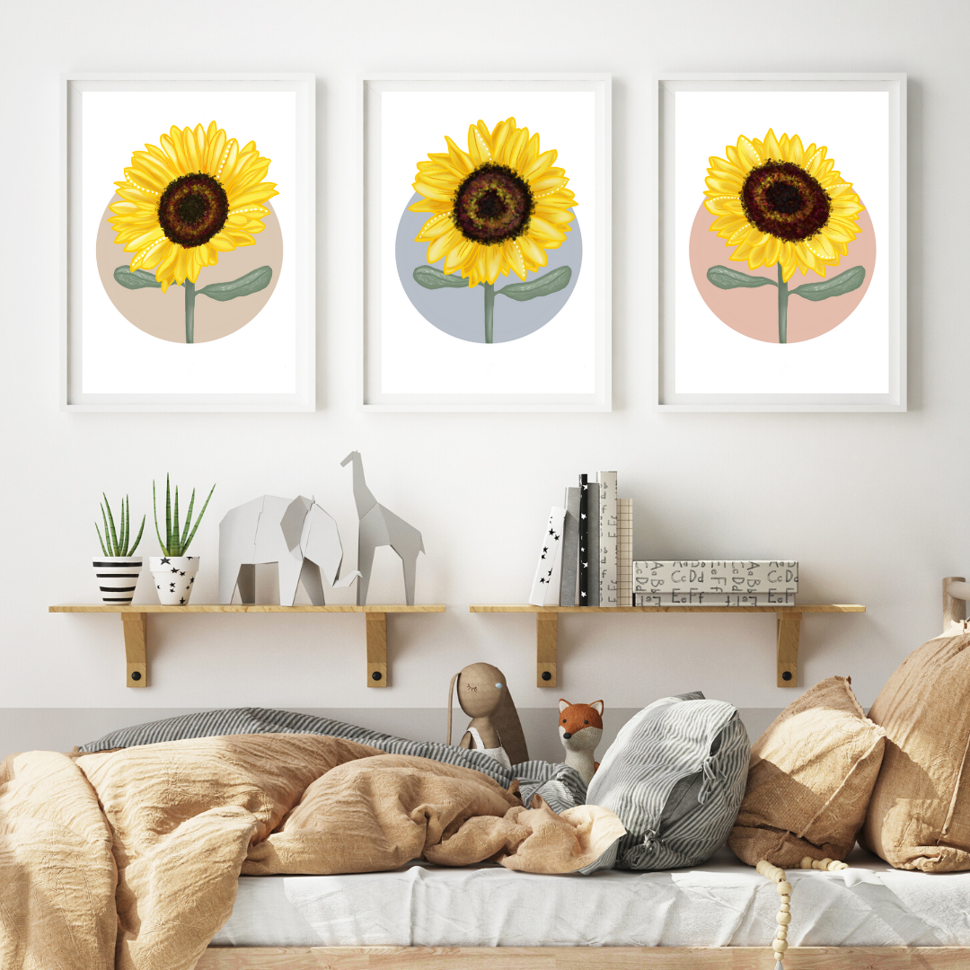 Sunflower in Beige Circle - Mae She Reign - Creative Studio