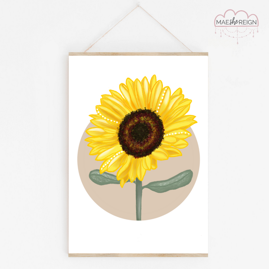 Sunflower in Beige Circle - Mae She Reign - Creative Studio