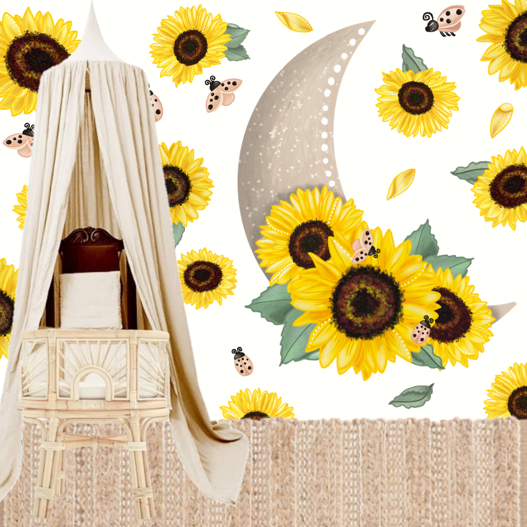 Vibe Sunflower Moon Wall Decals - Mae She Reign - Creative Studio
