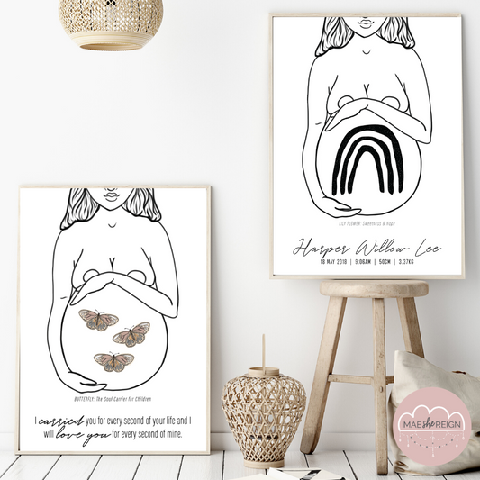 'Mother of Life' - Dual Sibling Birth Posters - Mae She Reign - Creative Studio