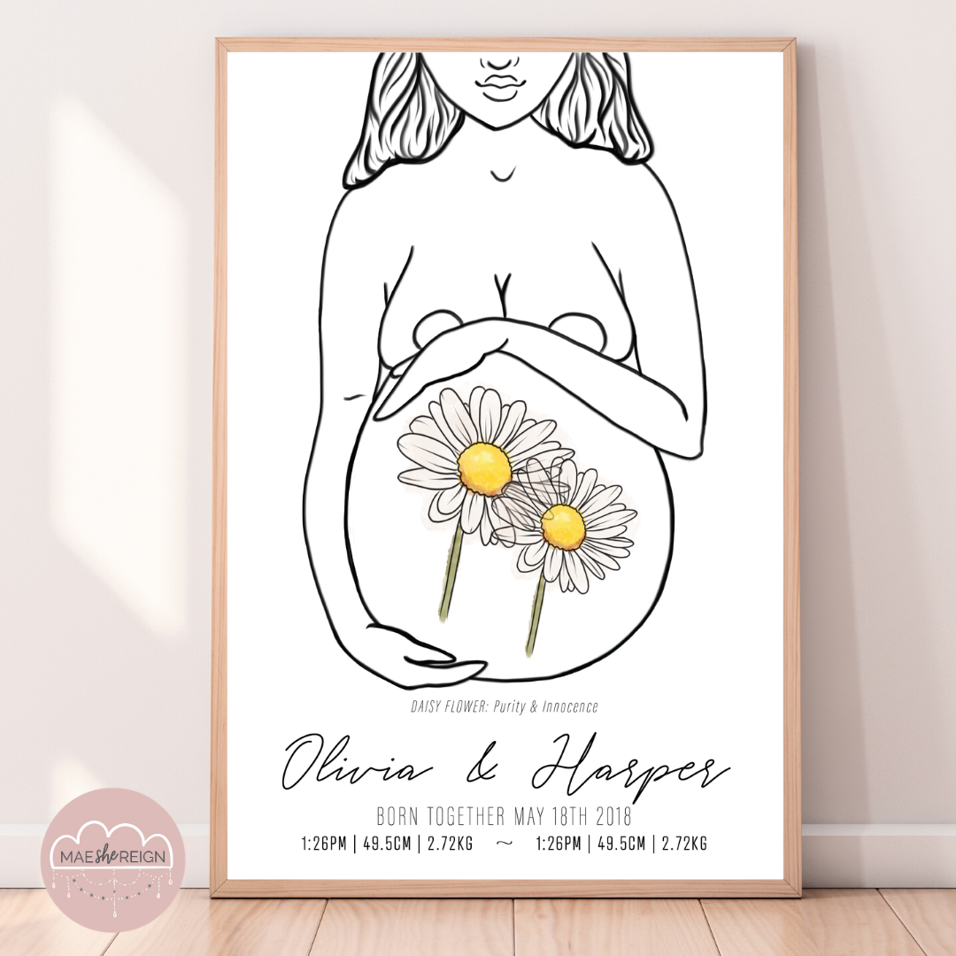 'Mother of Life' - Dual Sibling Birth Posters - Mae She Reign - Creative Studio