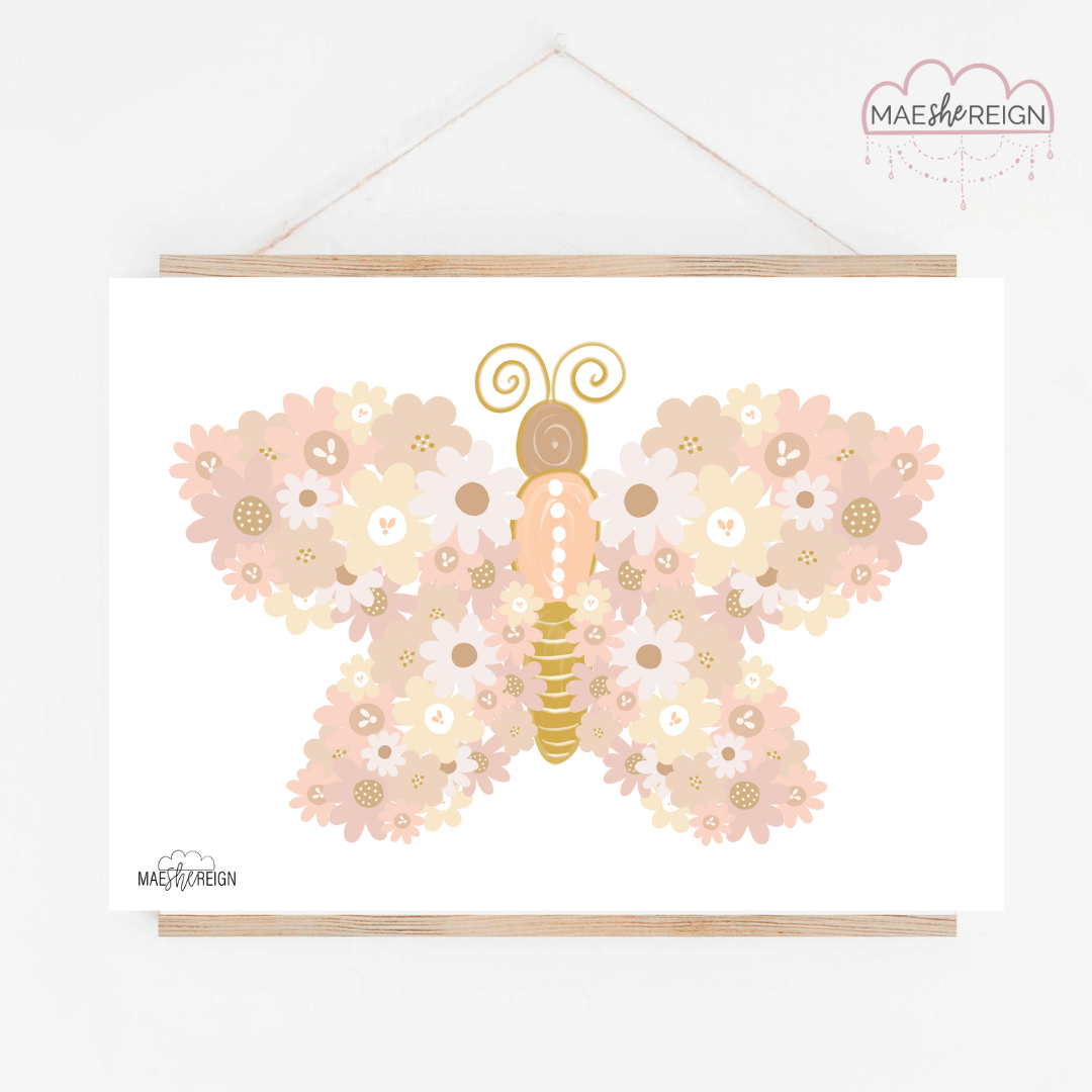 Blush Wildflower Landscape Butterfly - Mae She Reign - Creative Studio