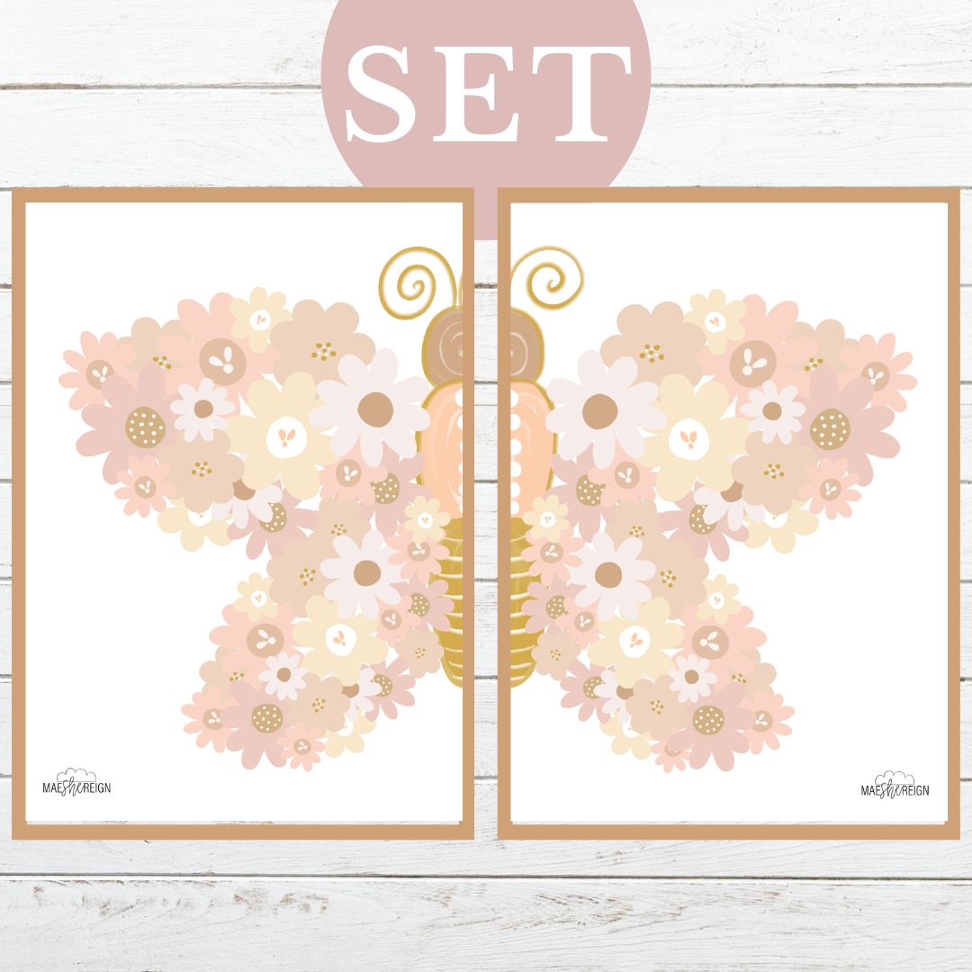 Blush Wildflower Butterfly Set (Duo) - Mae She Reign - Creative Studio