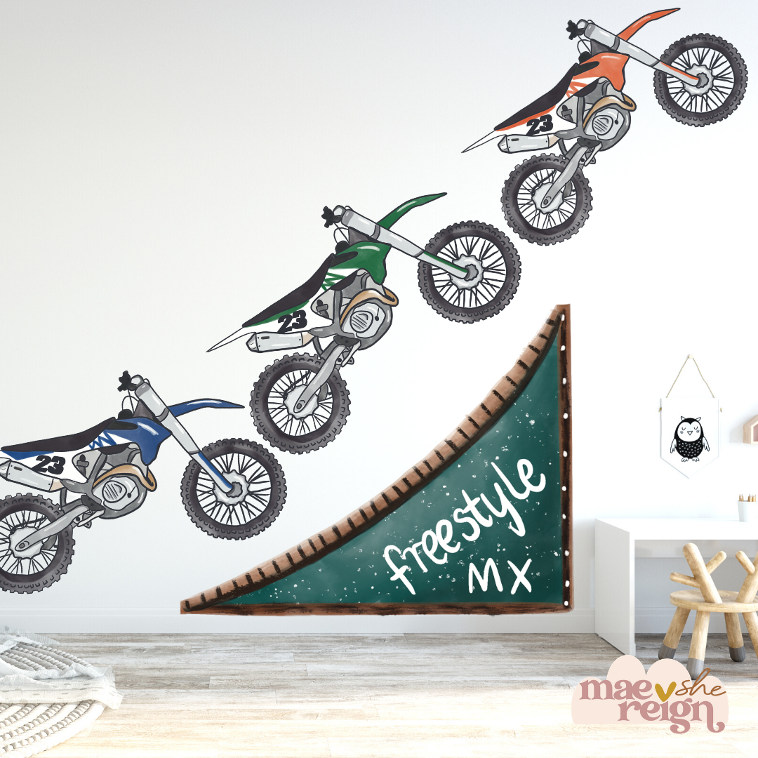 Mega Freestyle Moto-x Dirt Bikes Wall Decals - Mae She Reign - Creative Studio