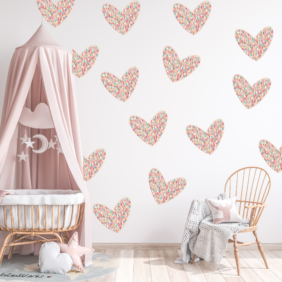 Confetti Hearts Wall Decals - Mae She Reign - Creative Studio