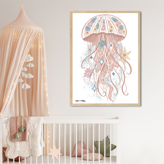 Jinx the Floral Pink Jellyfish - Mae She Reign - Creative Studio