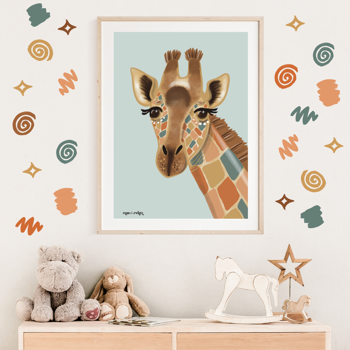 Safari Giraffe Artwork Print - Mae She Reign - Creative Studio
