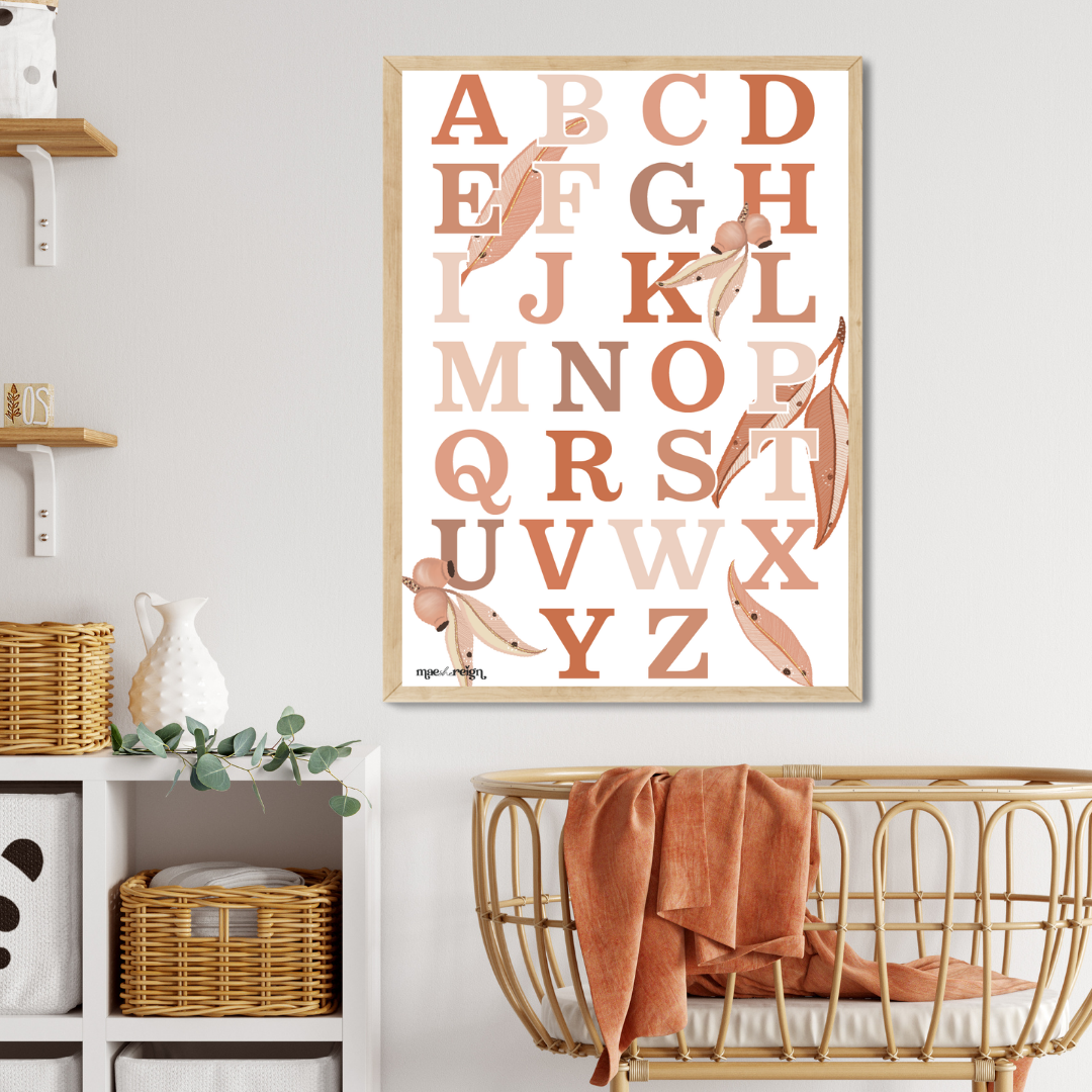 Terracotta Australiana Alphabet Poster - Mae She Reign - Creative Studio